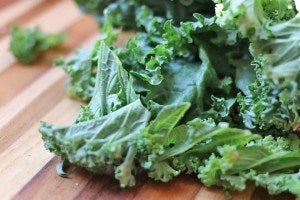 Chopped kale on a cutting board