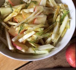 chopped slaw made with apples and fennel 