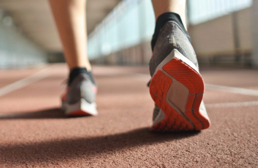 running sneakers on a track