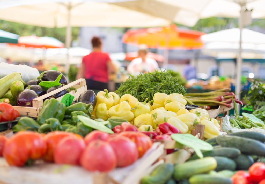 vegetables at a farmers market