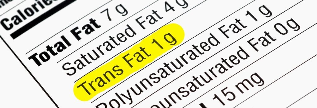 food nutrition label highlighting trans fat