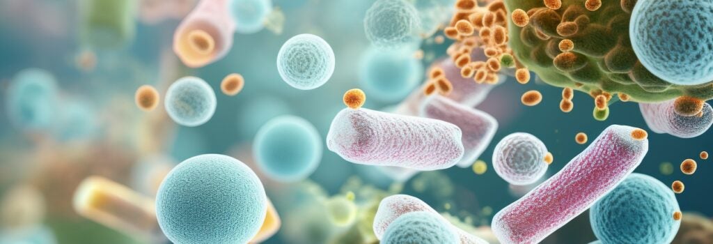 macro view of healthy gut bacteria and microbes